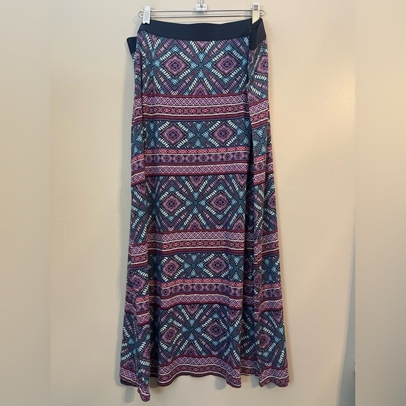 J. Jill Boho Geometric Purple and Blue Print Maxi Pull-On Skirt Size L - Picture 2 of 9